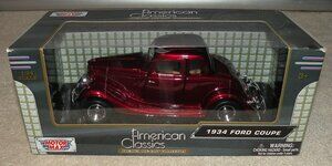 Motor Max American Classics Premium Die Cast Collection 1934 Ford Coupe Red NIB
